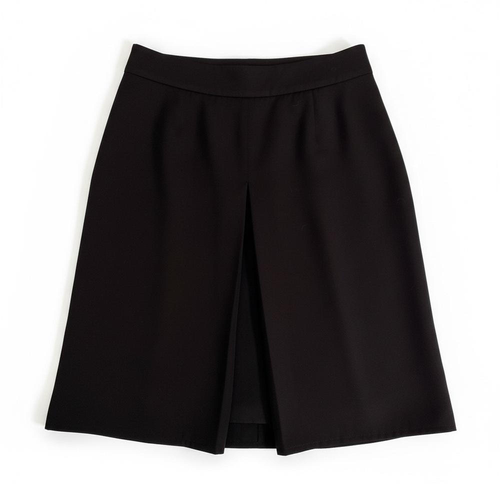 Prada 100% Wool A-Line Skirt Black Made in Ukraine Size 40 Knee Length